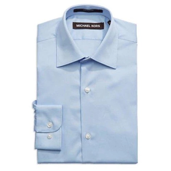 Boys Light Blue Cotton Dress Shirt - Picture 1 of 4